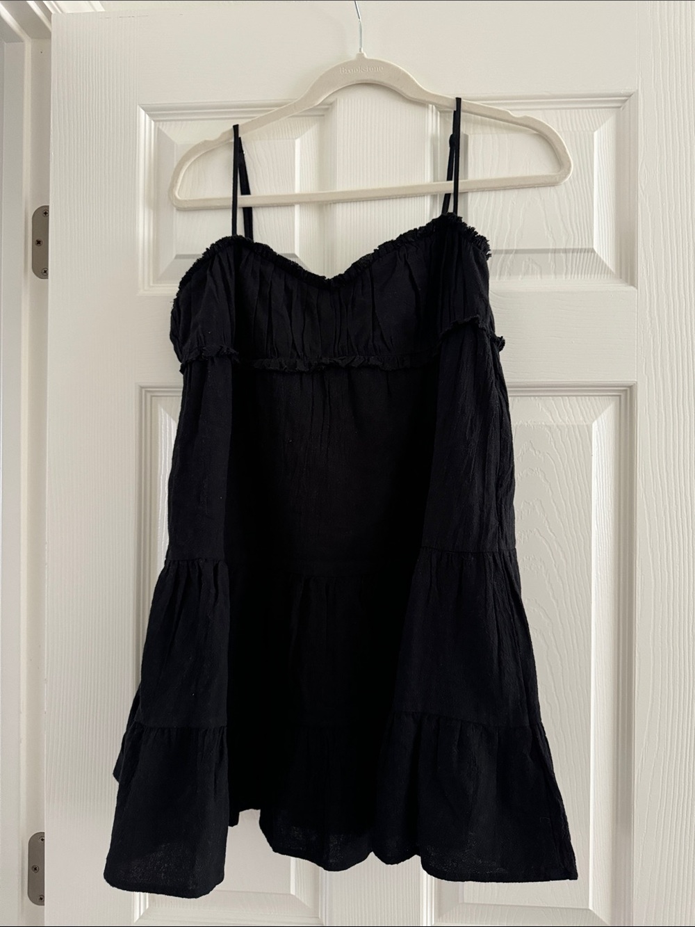 Zara Black Spaghetti Strap Ruffled Babydoll Dress